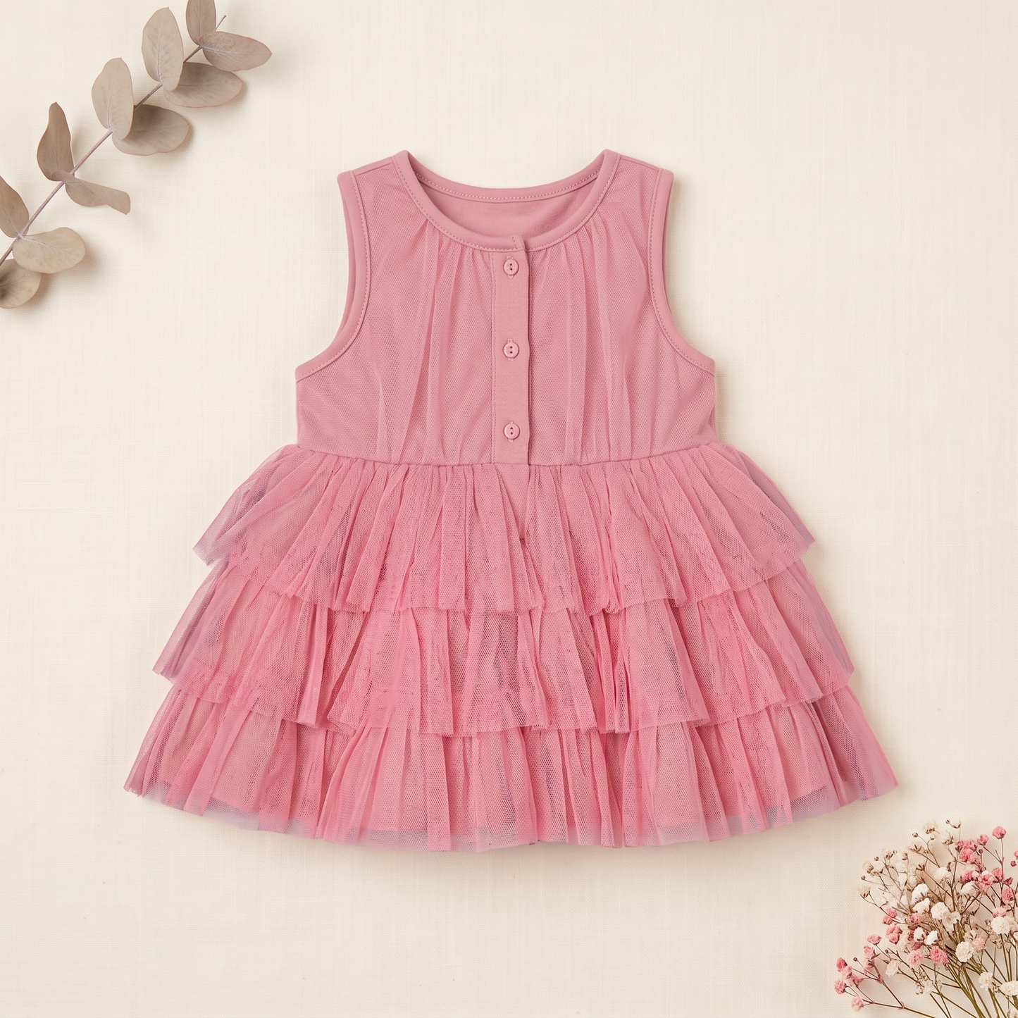 Pink Blossom Tiered Ruffle Dress