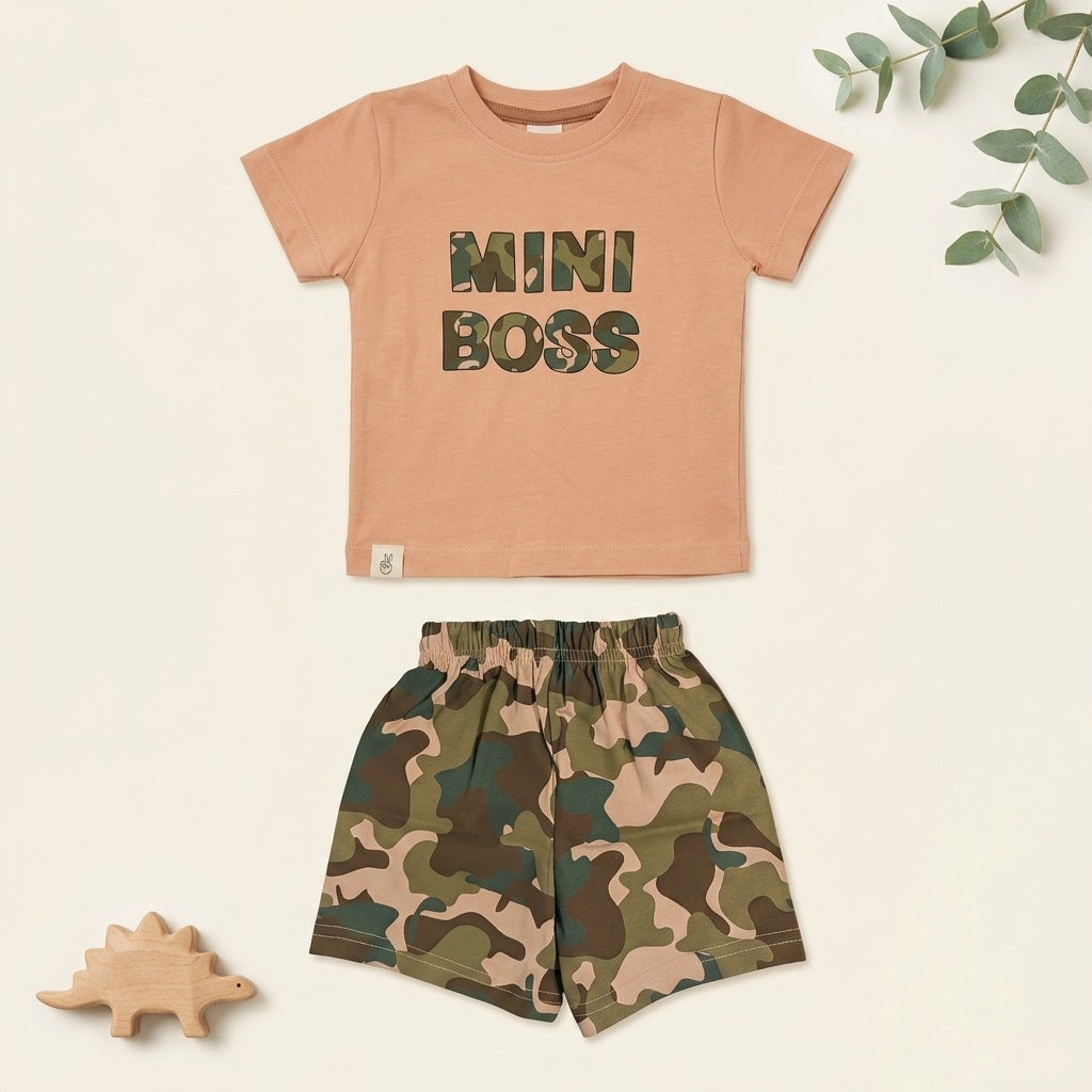 Mini Boss Camo Adventure Top and Shorts 2 Piece Set