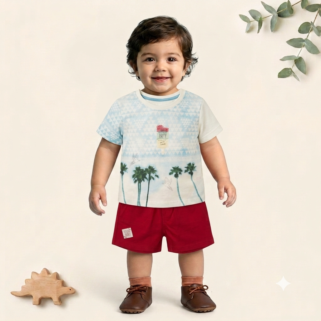 Summer Party Tropical Tee & Shorts Set