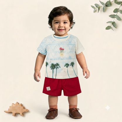 Summer Party Tropical Tee & Shorts Set