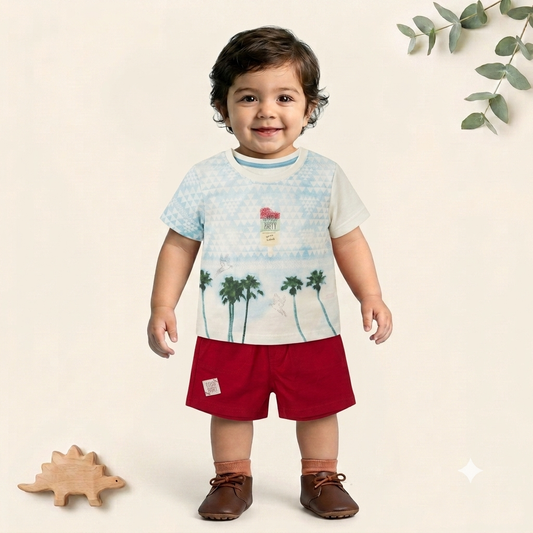 Summer Party Tropical Tee & Shorts Set