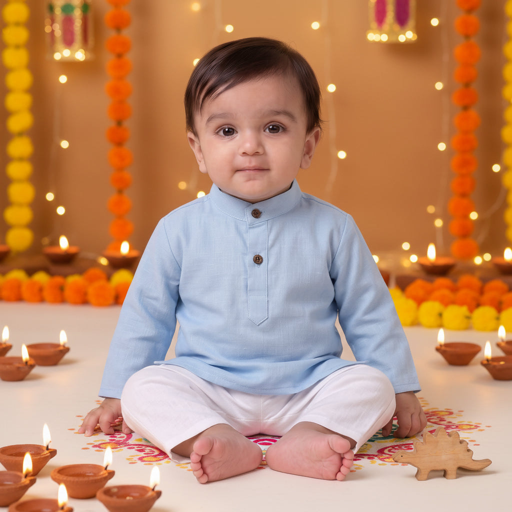 Sky Blue Serenity Organic Kurta Set