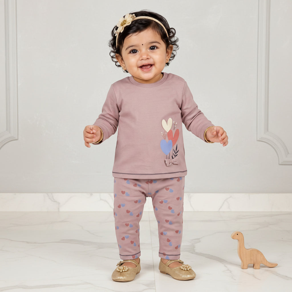 Premium Cotton Infant Girls Top Bottom Set