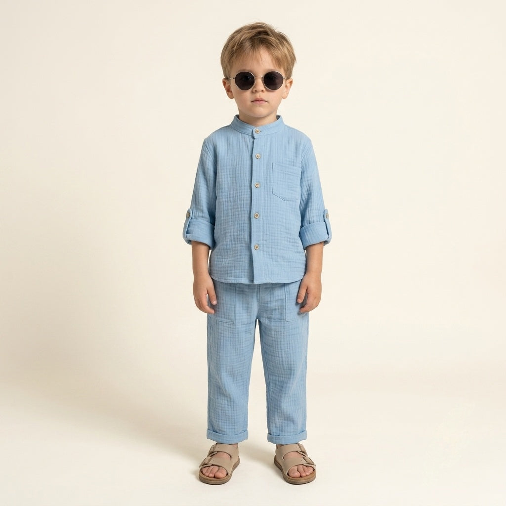 Sky Blue Muslin Co-ord Set