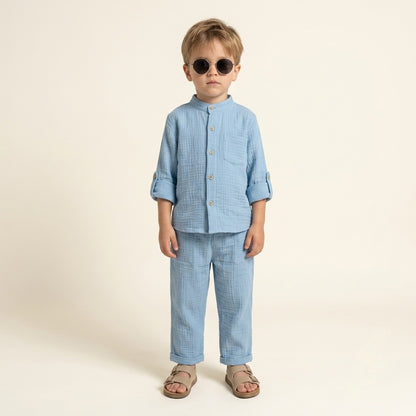 Sky Blue Muslin Co-ord Set