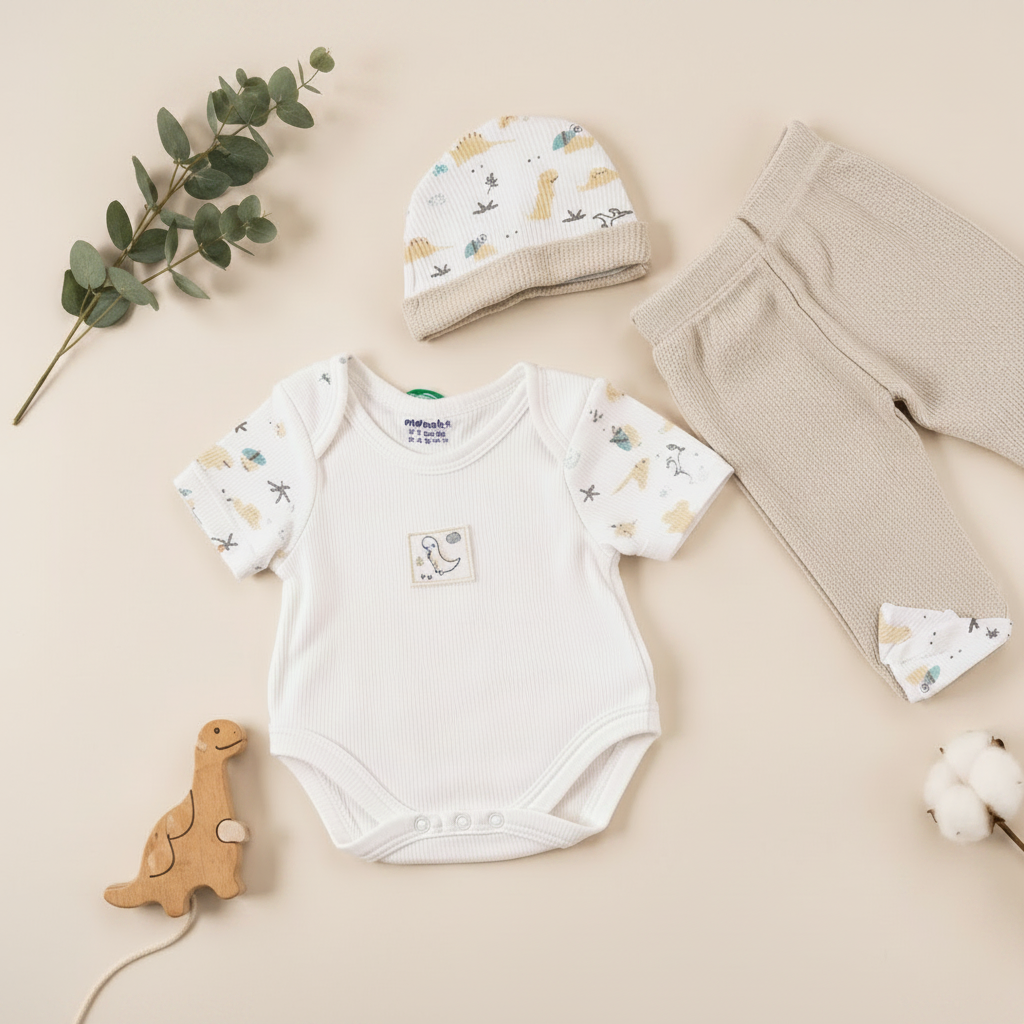 Ribbed Dino Layette Set