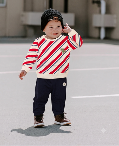 Dino Explorer Striped Pullover & Jogger Set