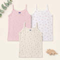 Sinker Knit Sleeveless Floral Printed Slips Pack of 3 - White & Pink