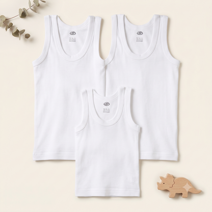 Knitted Sleeveless Solid Vests Pack of 3 - White