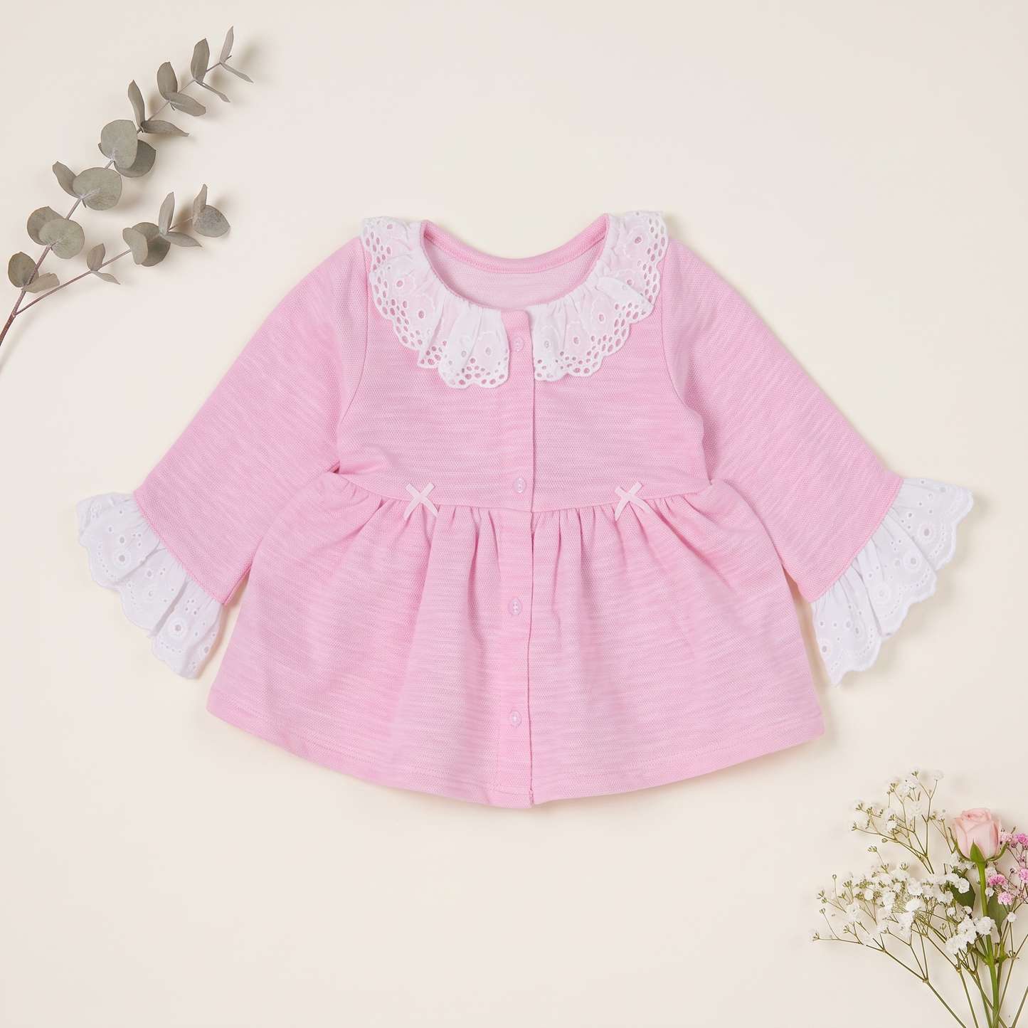 Sweet Pink Eyelet Lace Frock Set