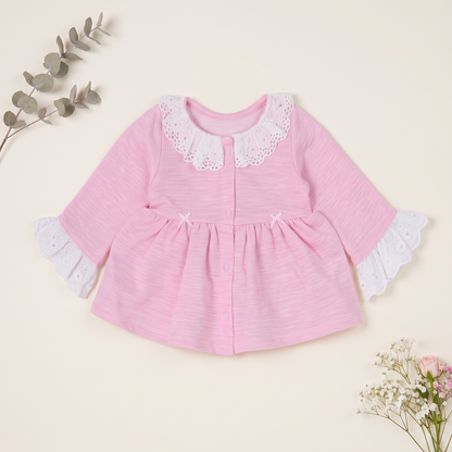 Sweet Pink Eyelet Lace Frock Set