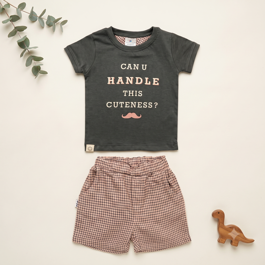 Little Charmer Tee & Checkered Short Set