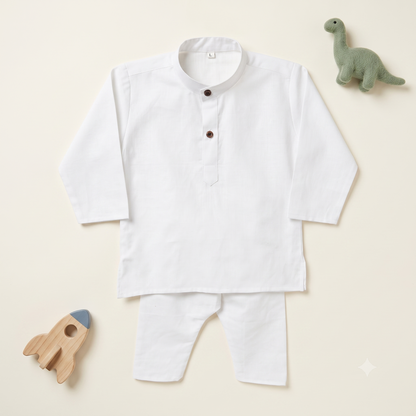 Little Elegance 2-Piece White Cotton Ethnic Set