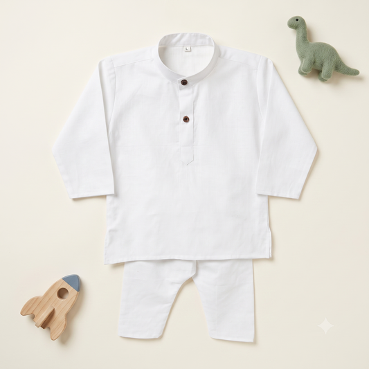 Little Elegance 2-Piece White Cotton Ethnic Set