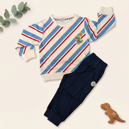 Dino Explorer Striped Pullover & Jogger Set