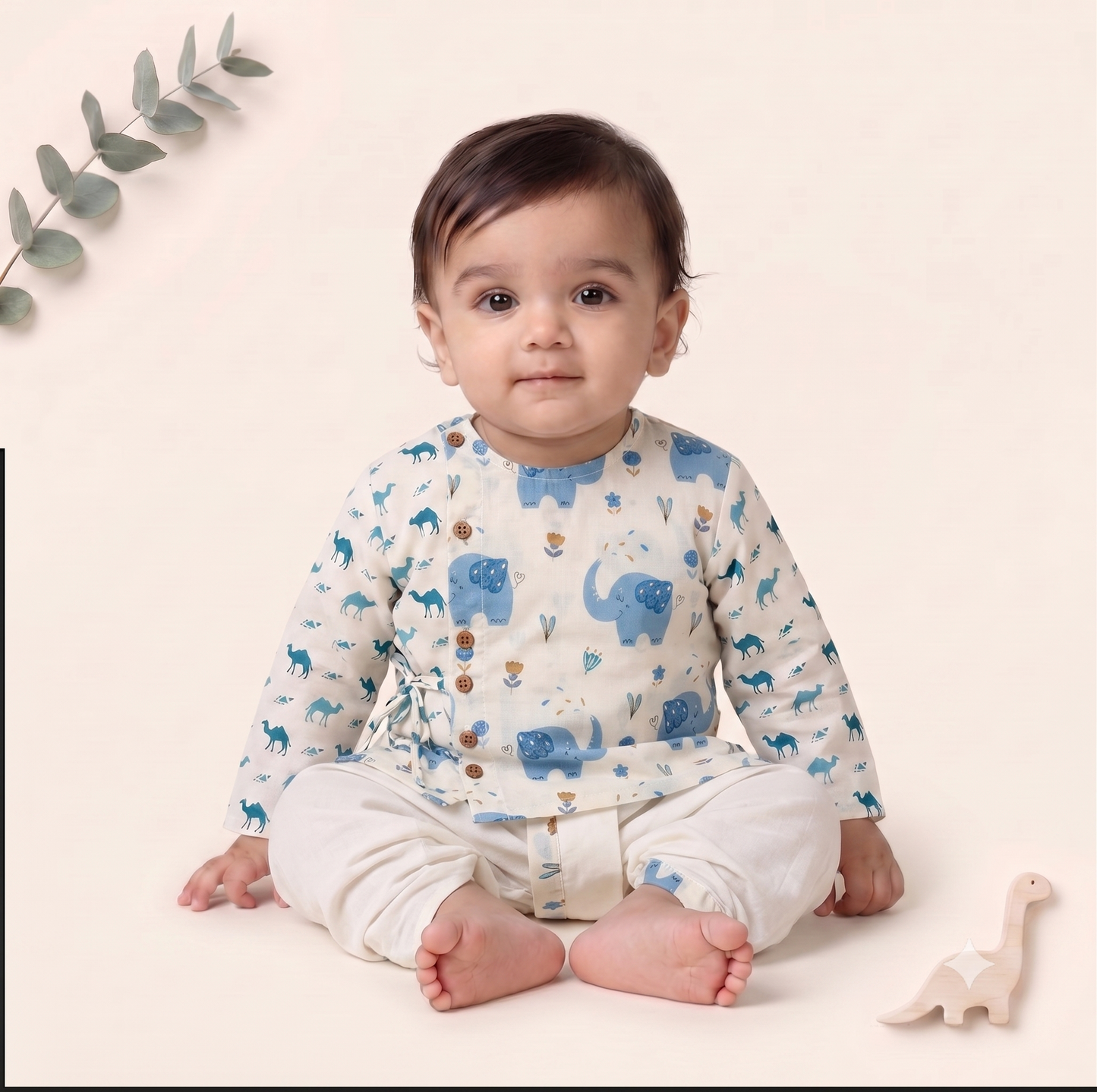 Organic Cotton Elephant Motif Angrakha & Dhoti