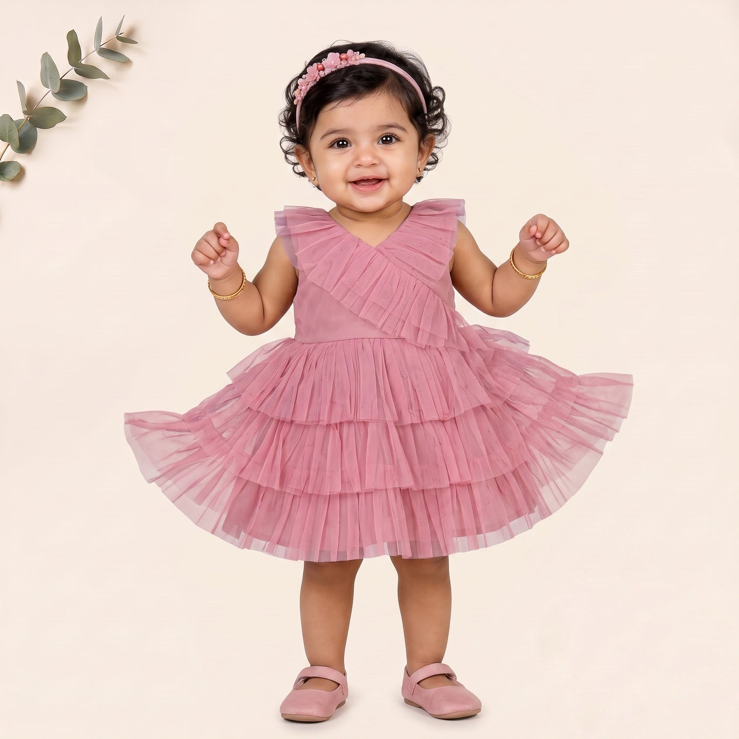 Pink Blossom Tiered Ruffle Dress